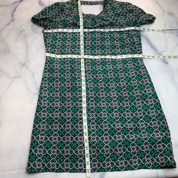 J. Crew Green Swoop Dress Latticework Medallion - Picture 8 of 8